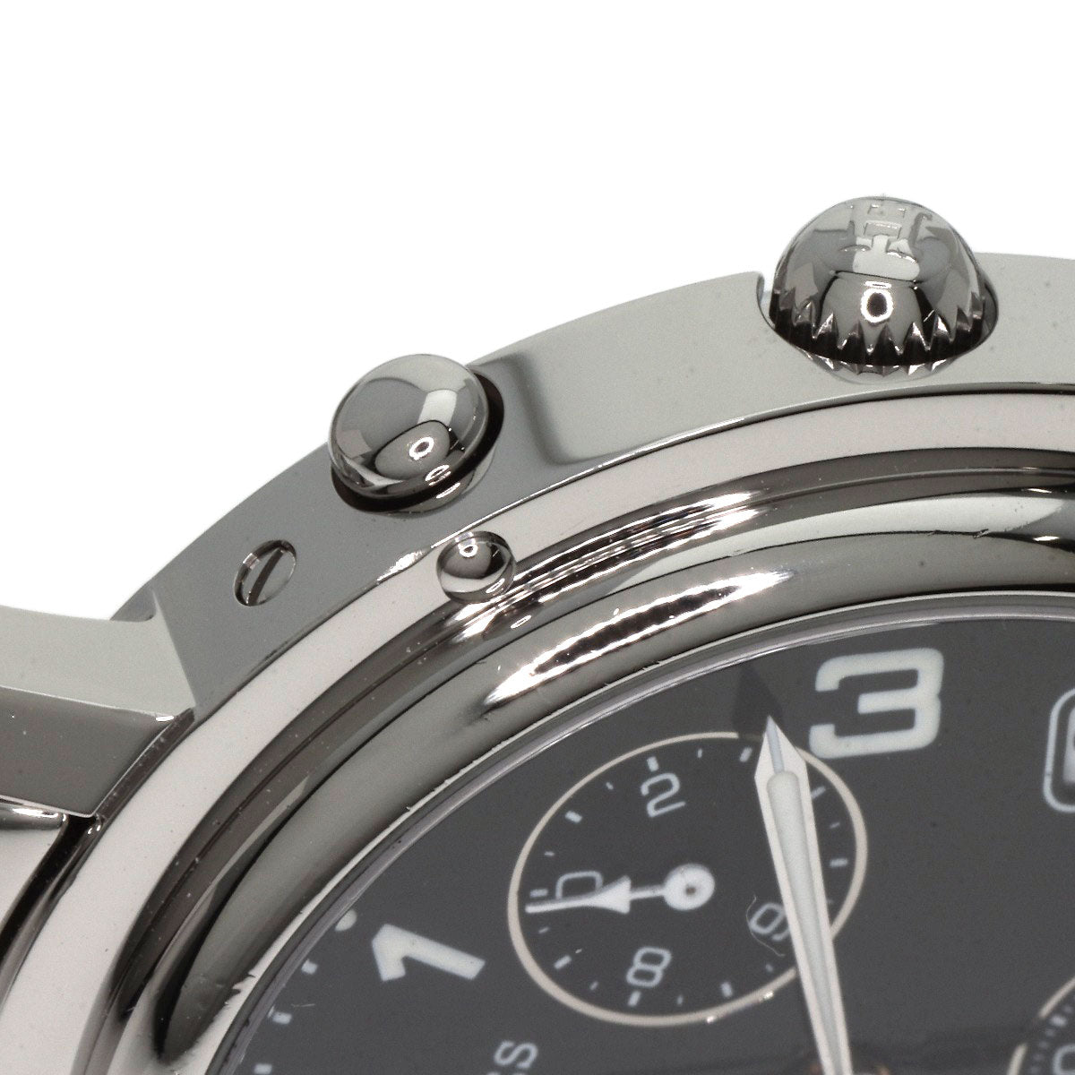HERMES Watches Quartz CL1.910 Stainless Steel Silver Clipper Chronograph black dial