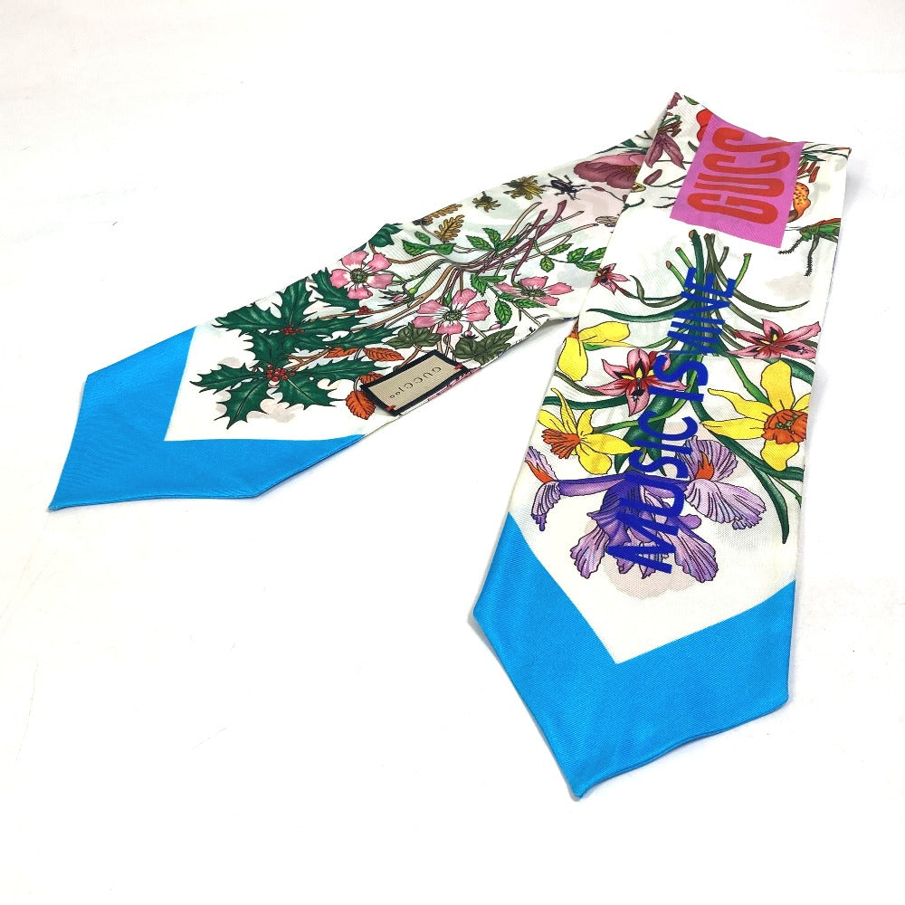 GUCCI scarf 678992 silk multicolor 100th anniversary flora floral pattern Neck bow Women Used