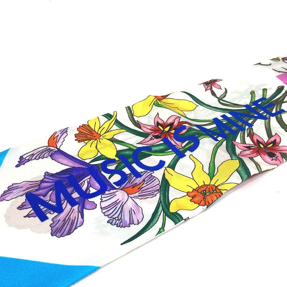 GUCCI scarf 678992 silk multicolor 100th anniversary flora floral pattern Neck bow Women Used