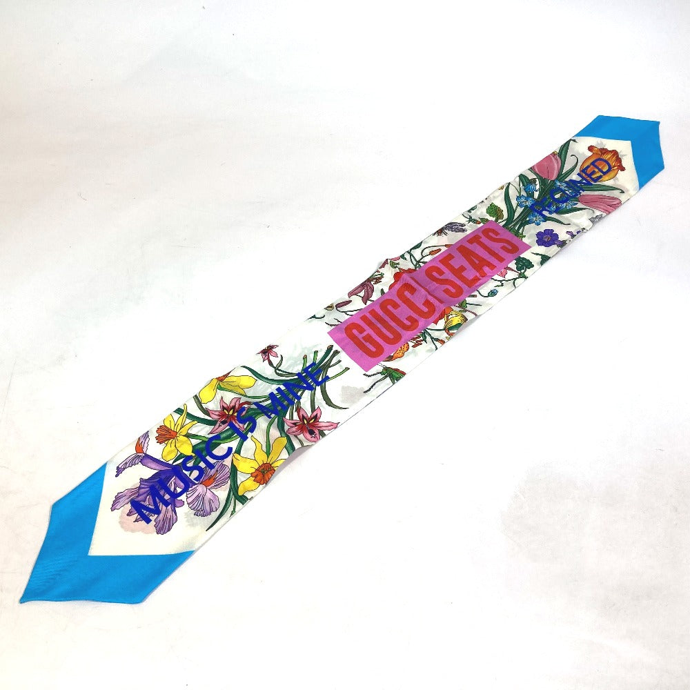 GUCCI scarf 678992 silk multicolor 100th anniversary flora floral pattern Neck bow Women Used
