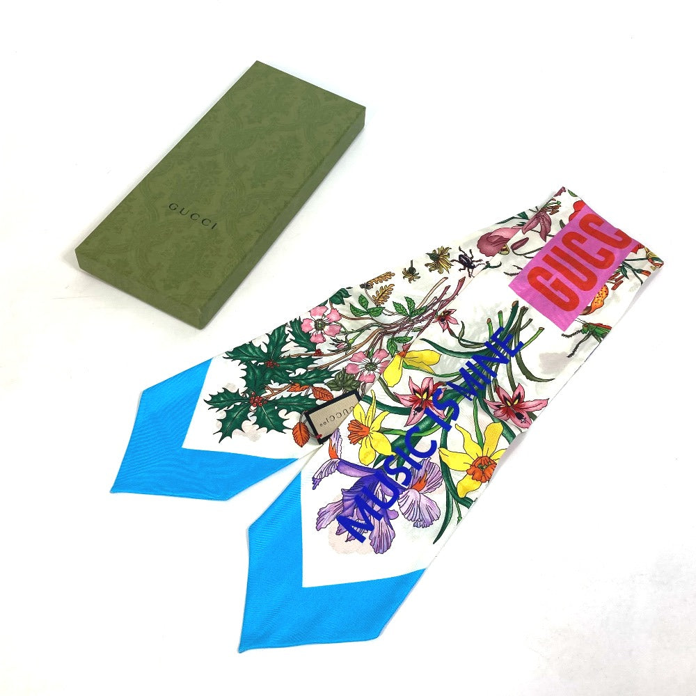 GUCCI scarf 678992 silk multicolor 100th anniversary flora floral pattern Neck bow Women Used