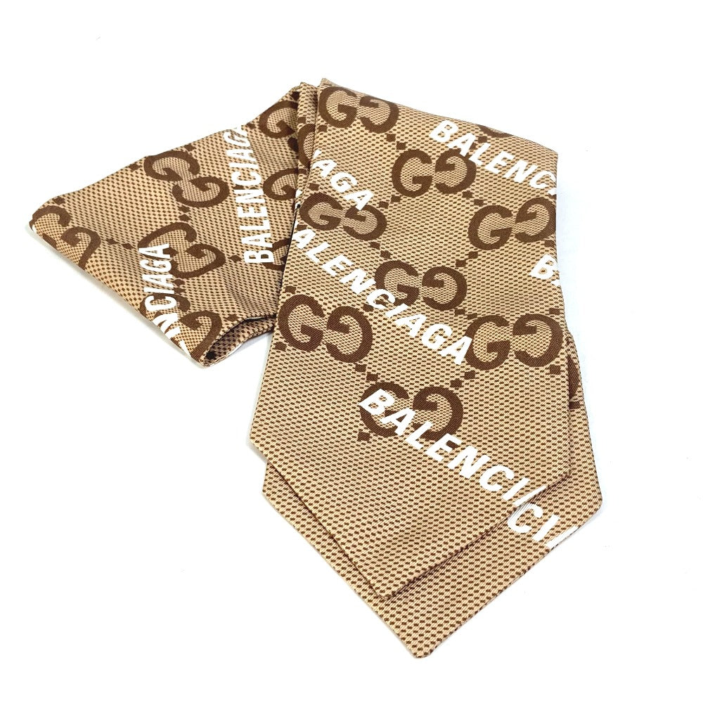 GUCCI scarf 676777 silk Brown Maxi GG neck bow The Hacker Project Neck Bow Women Used