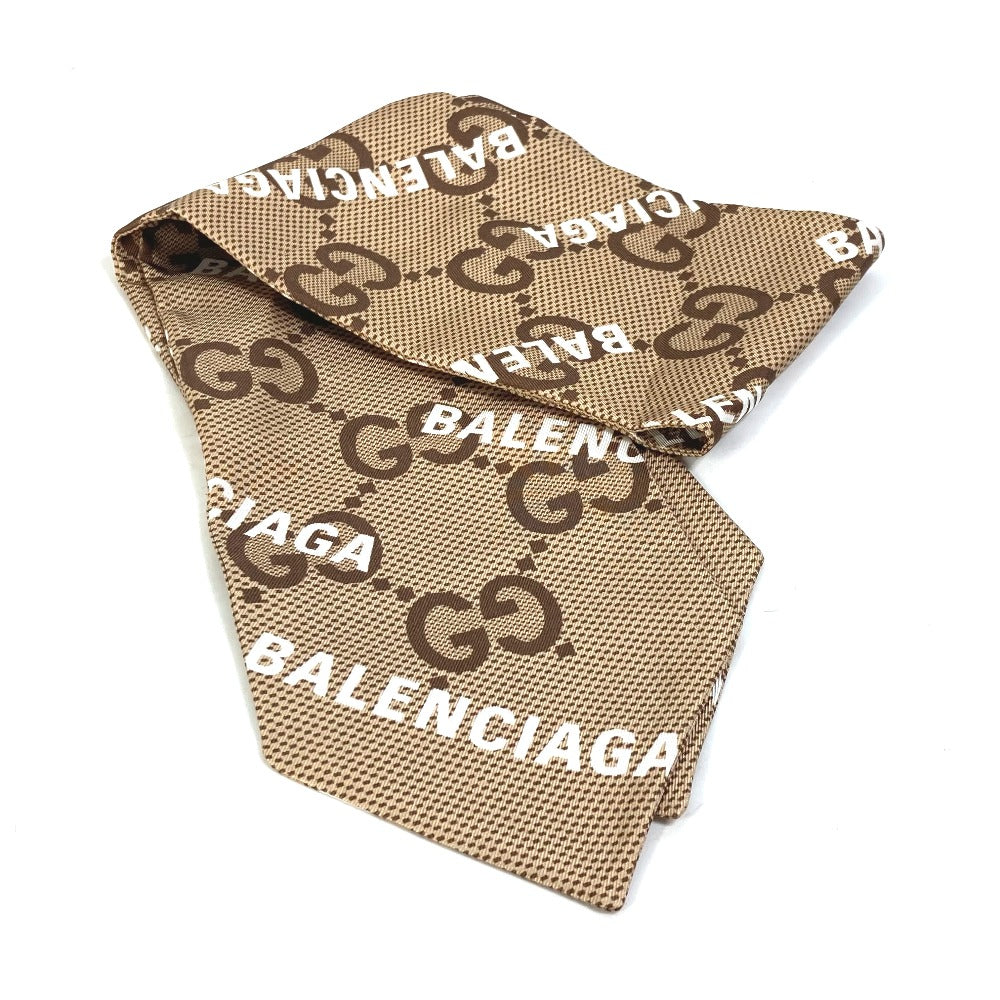 GUCCI scarf 676777 silk Brown Maxi GG neck bow The Hacker Project Neck Bow Women Used
