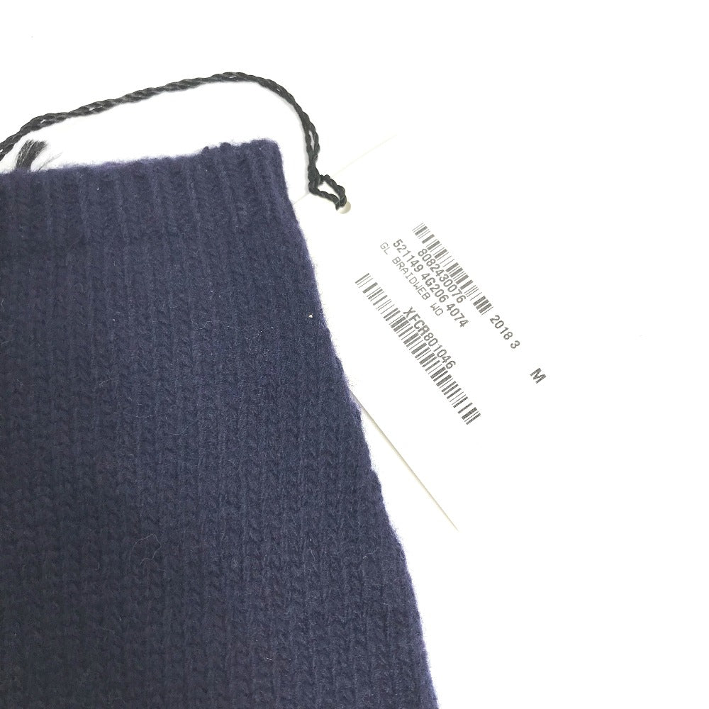 GUCCI gloves 521149 wool Navy fingerless stripe M