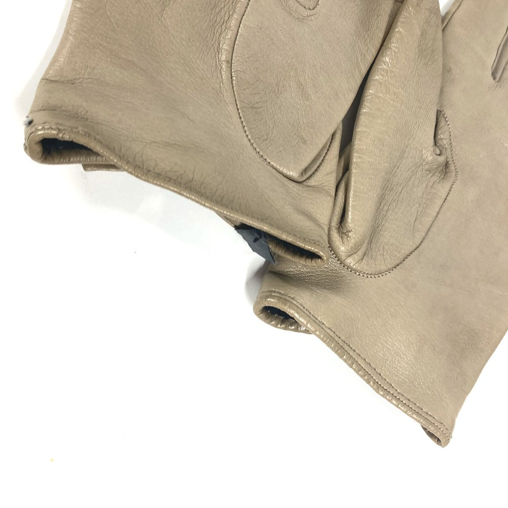 GUCCI gloves leather beige Ribbon Wood Bamboo 7