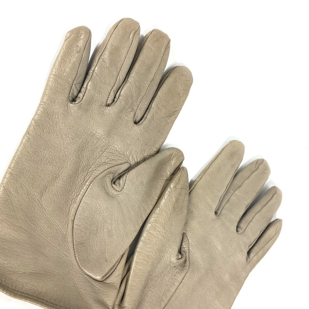 GUCCI gloves leather beige Ribbon Wood Bamboo 7