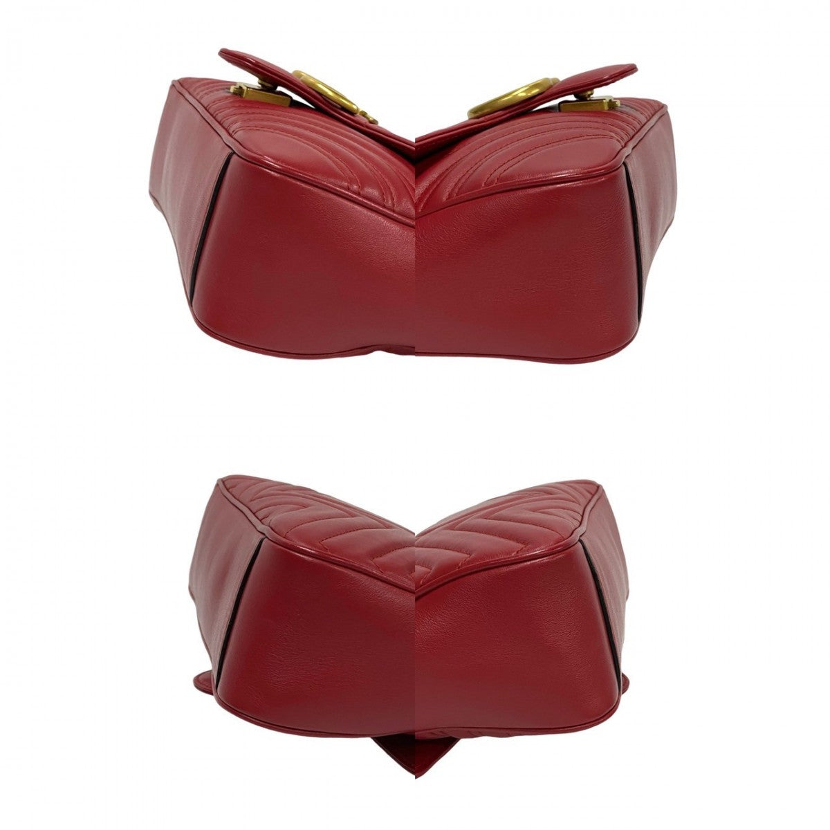 GUCCI Shoulder Bag leather Red GG Marmont