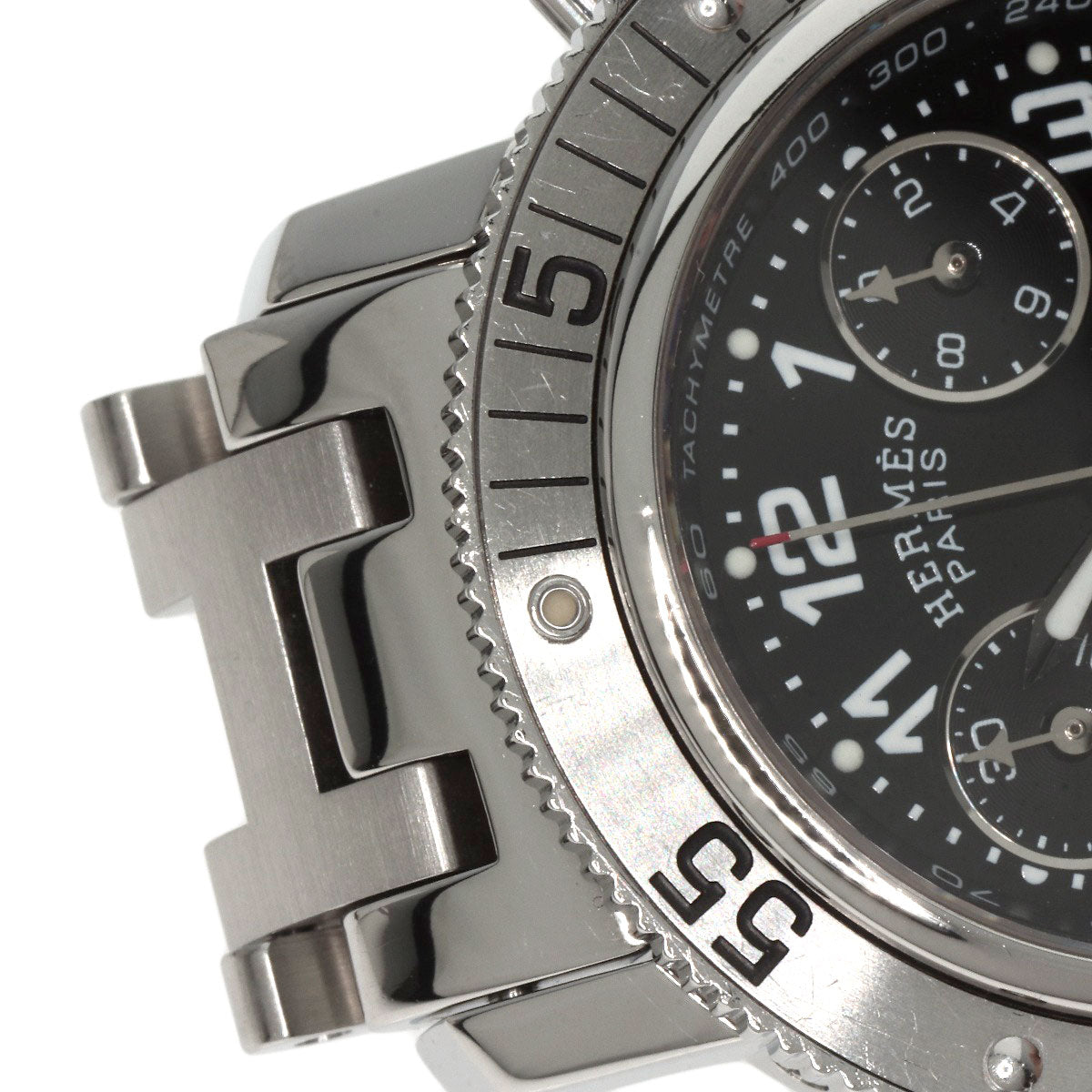 HERMES Watches Quartz CL2.310 Stainless Steel Silver Clipper Diver Chronograph black dial