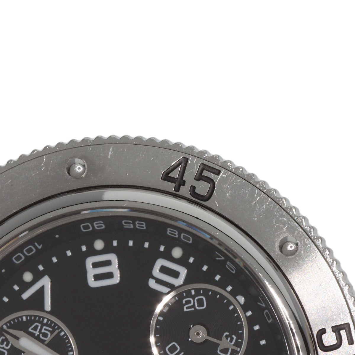 HERMES Watches Quartz CL2.310 Stainless Steel Silver Clipper Diver Chronograph black dial