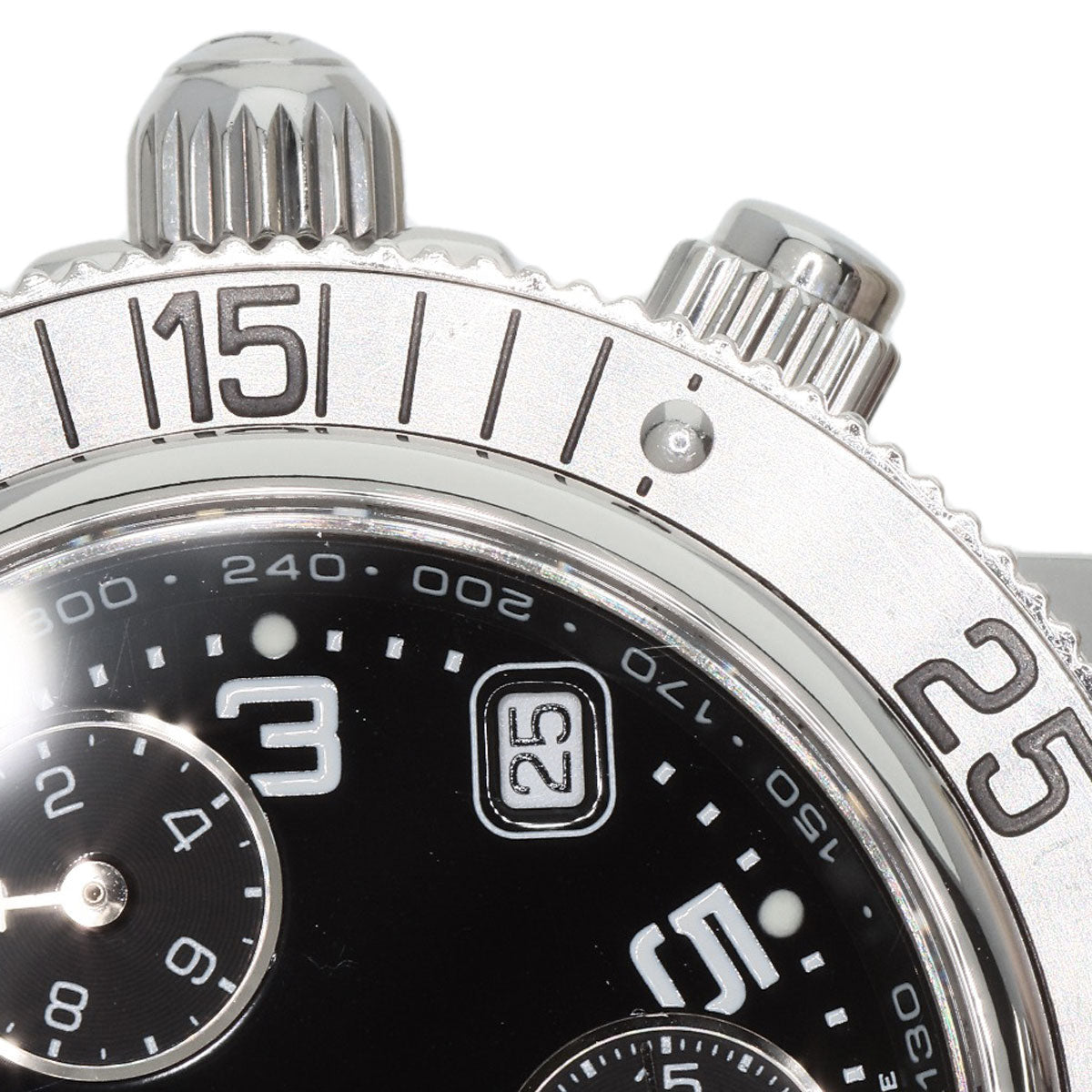 HERMES Watches Quartz CL2.310 Stainless Steel Silver Clipper Diver Chronograph black dial