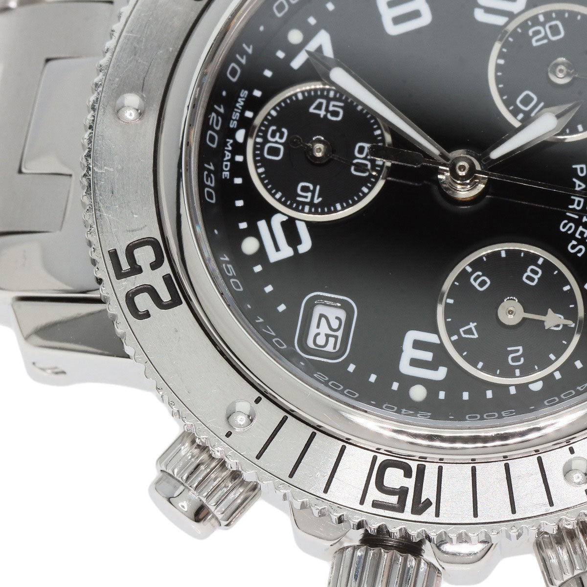 HERMES Watches Quartz CL2.310 Stainless Steel Silver Clipper Diver Chronograph black dial