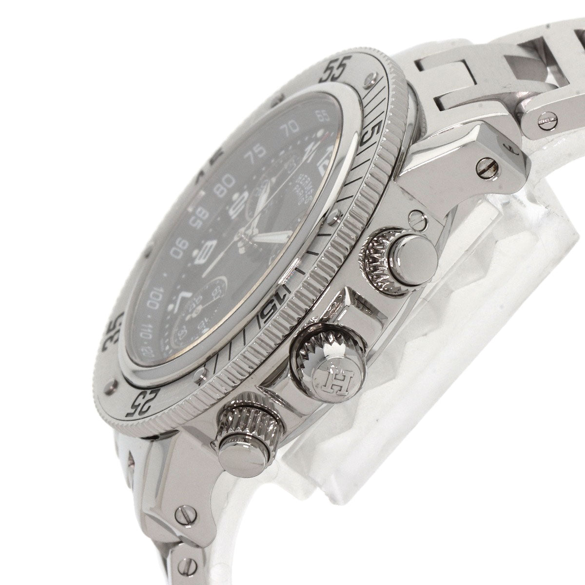 HERMES Watches Quartz CL2.310 Stainless Steel Silver Clipper Diver Chronograph black dial