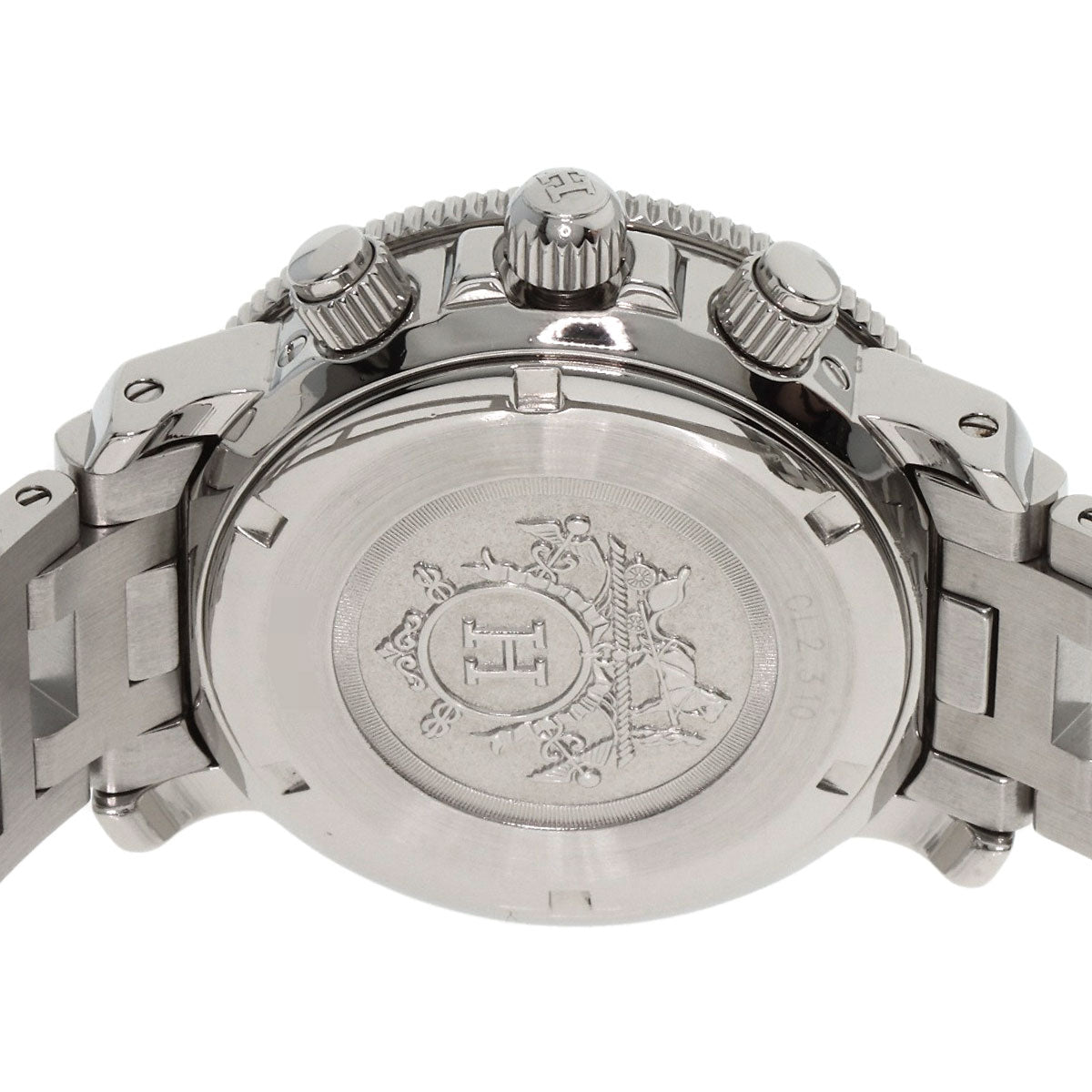 HERMES Watches Quartz CL2.310 Stainless Steel Silver Clipper Diver Chronograph black dial