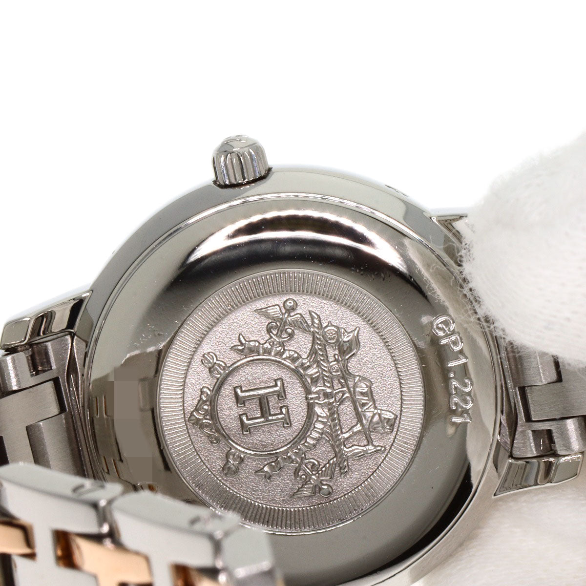 HERMES Watches Quartz CP1.221 Stainless Steel , SSxPGP gold Clipper Classic White shell dial Women Used