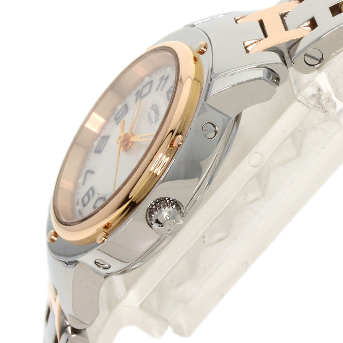 HERMES Watches Quartz CP1.221 Stainless Steel , SSxPGP gold Clipper Classic White shell dial Women Used