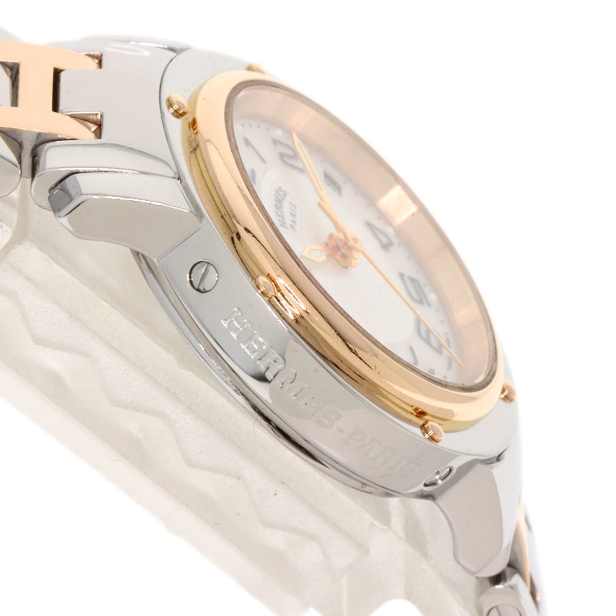 HERMES Watches Quartz CP1.221 Stainless Steel , SSxPGP gold Clipper Classic White shell dial Women Used