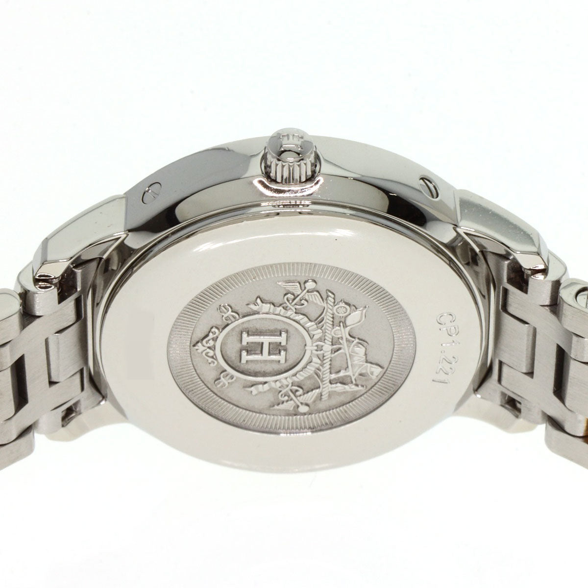 HERMES Watches Quartz CP1.221 Stainless Steel , SSxPGP gold Clipper Classic White shell dial Women Used