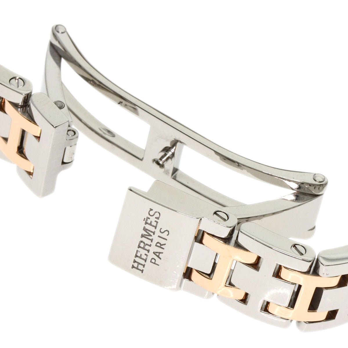 HERMES Watches Quartz CP1.221 Stainless Steel , SSxPGP gold Clipper Classic White shell dial Women Used
