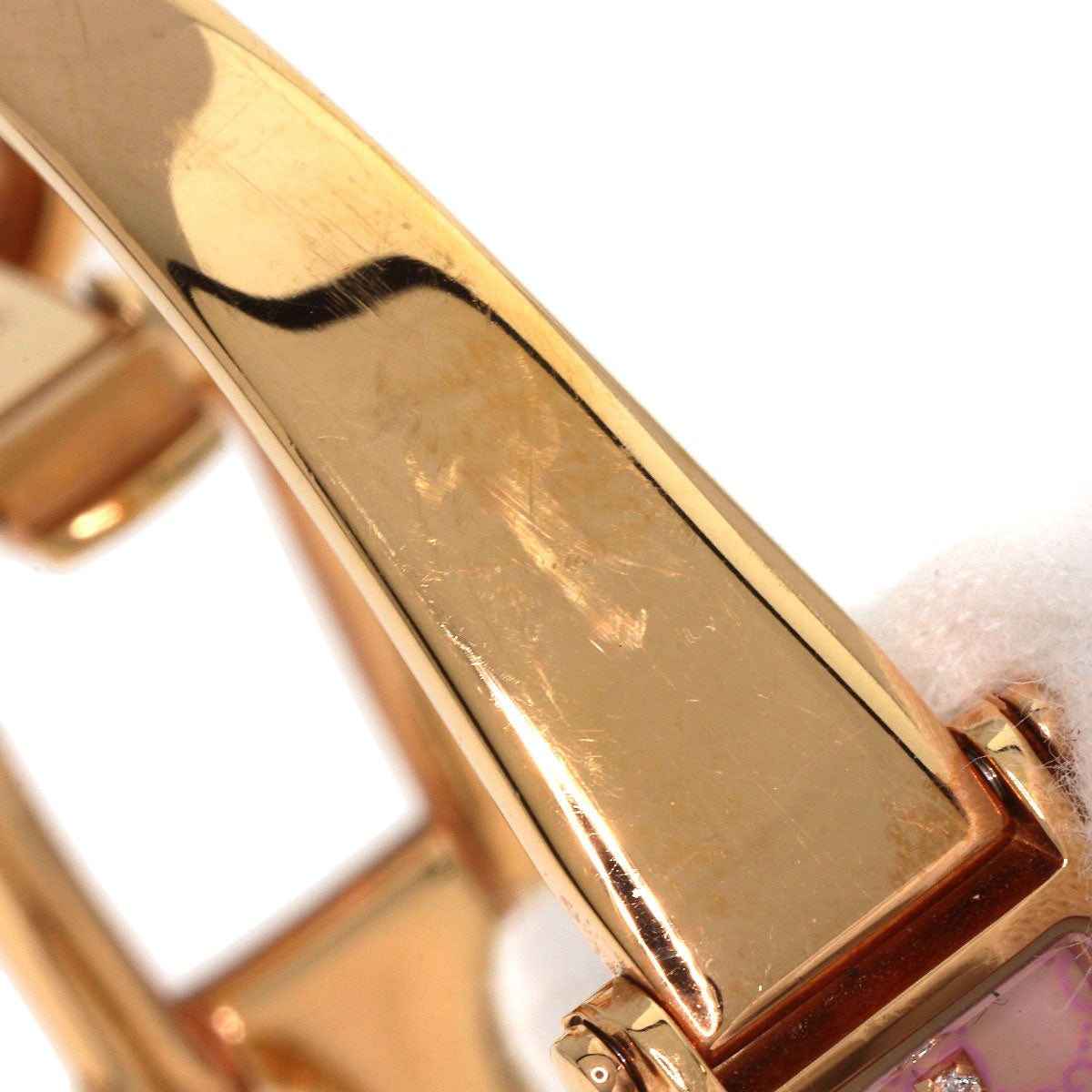 GUCCI Watches Quartz 1500L PGP , PGP gold Square Face Bangle 1P Diamond GG Pink shell dial Women Used