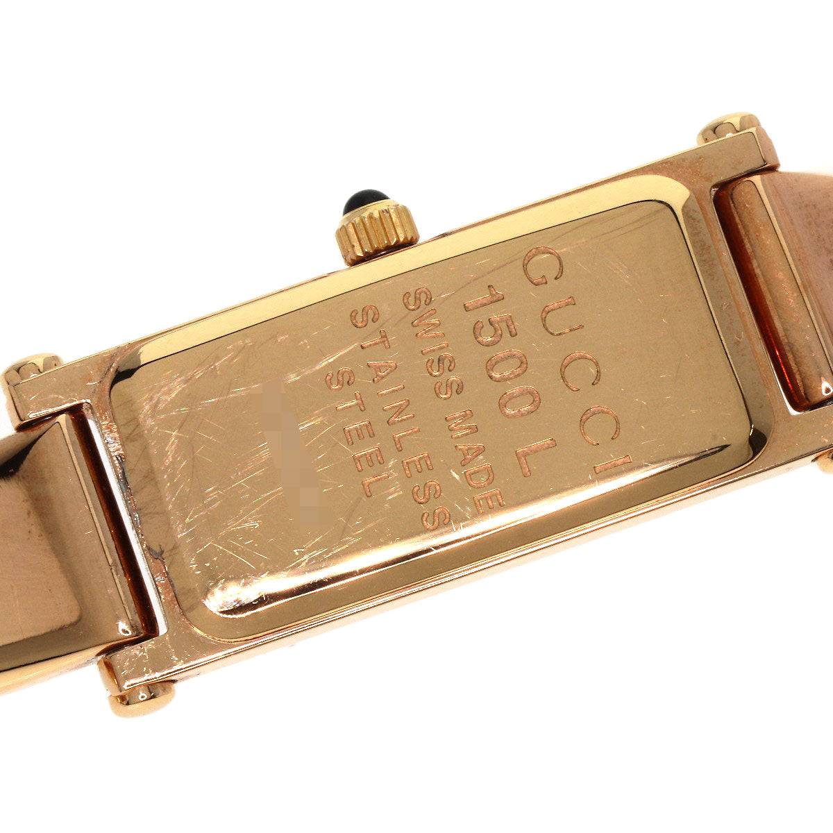 GUCCI Watches Quartz 1500L PGP , PGP gold Square Face Bangle 1P Diamond GG Pink shell dial Women Used