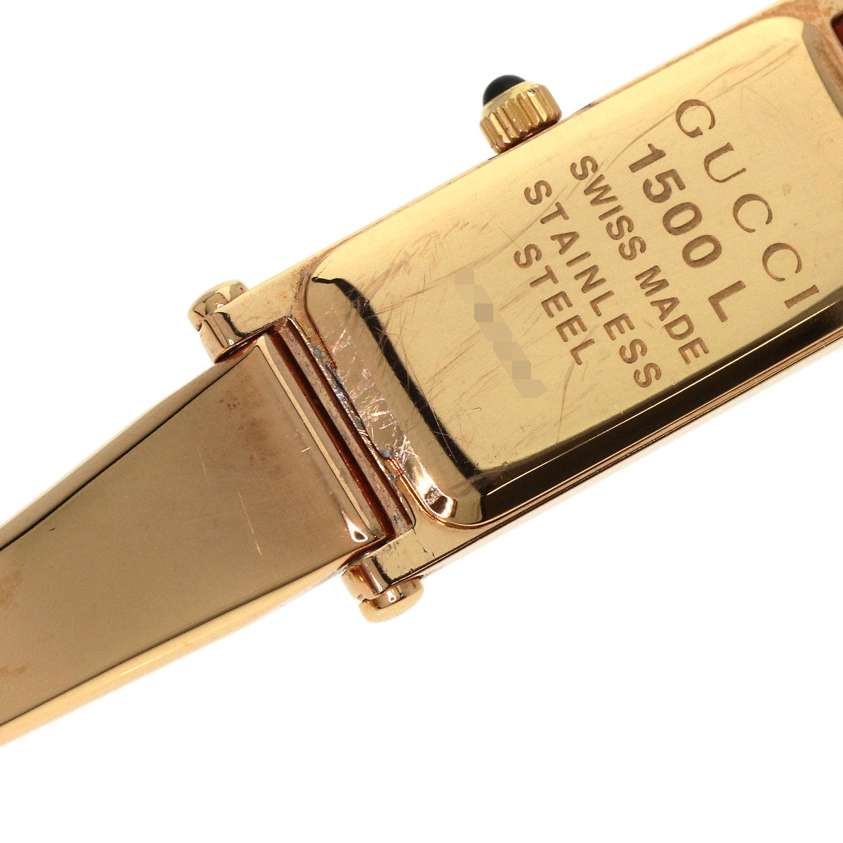 GUCCI Watches Quartz 1500L PGP , PGP gold Square Face Bangle 1P Diamond GG Pink shell dial Women Used