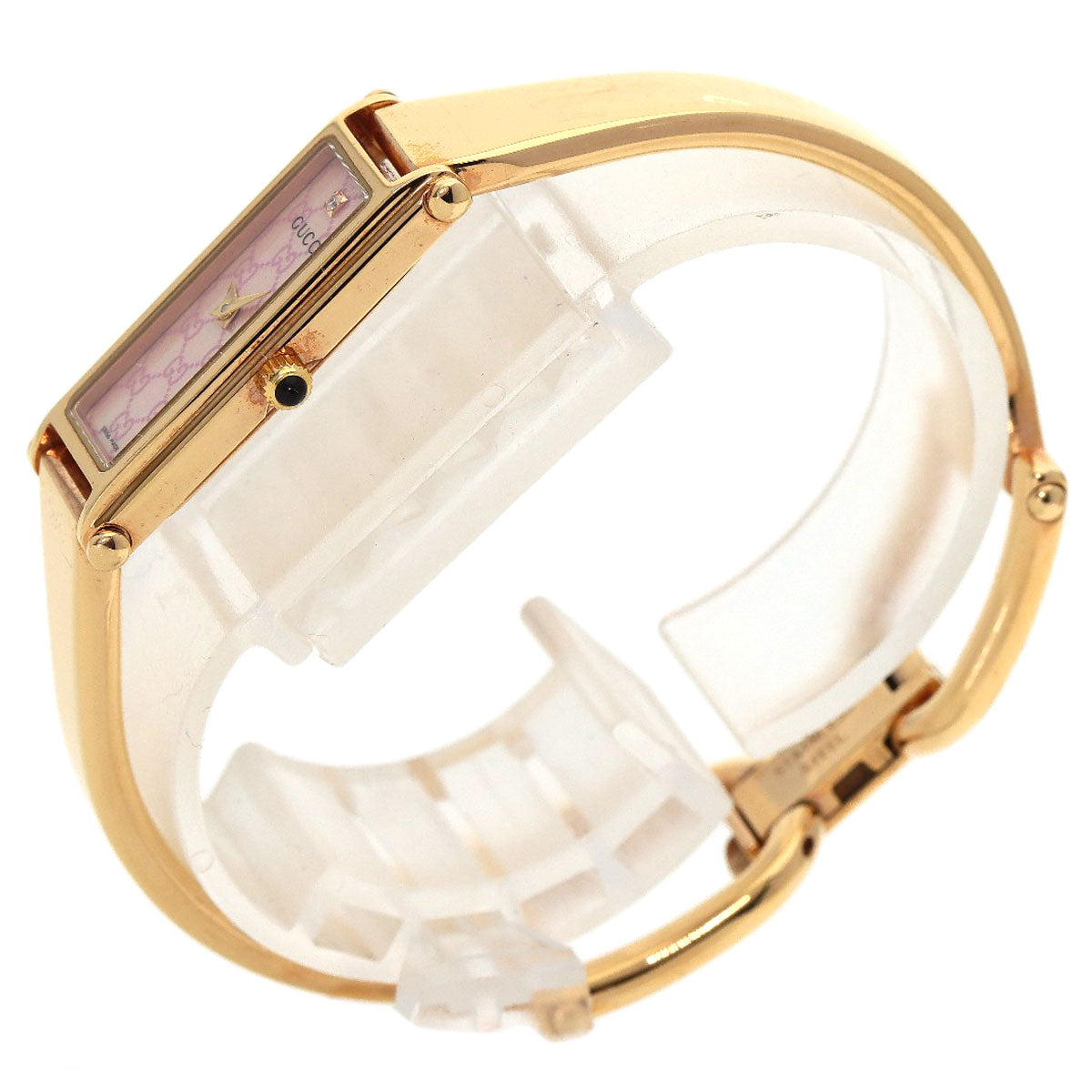 GUCCI Watches Quartz 1500L PGP , PGP gold Square Face Bangle 1P Diamond GG Pink shell dial Women Used
