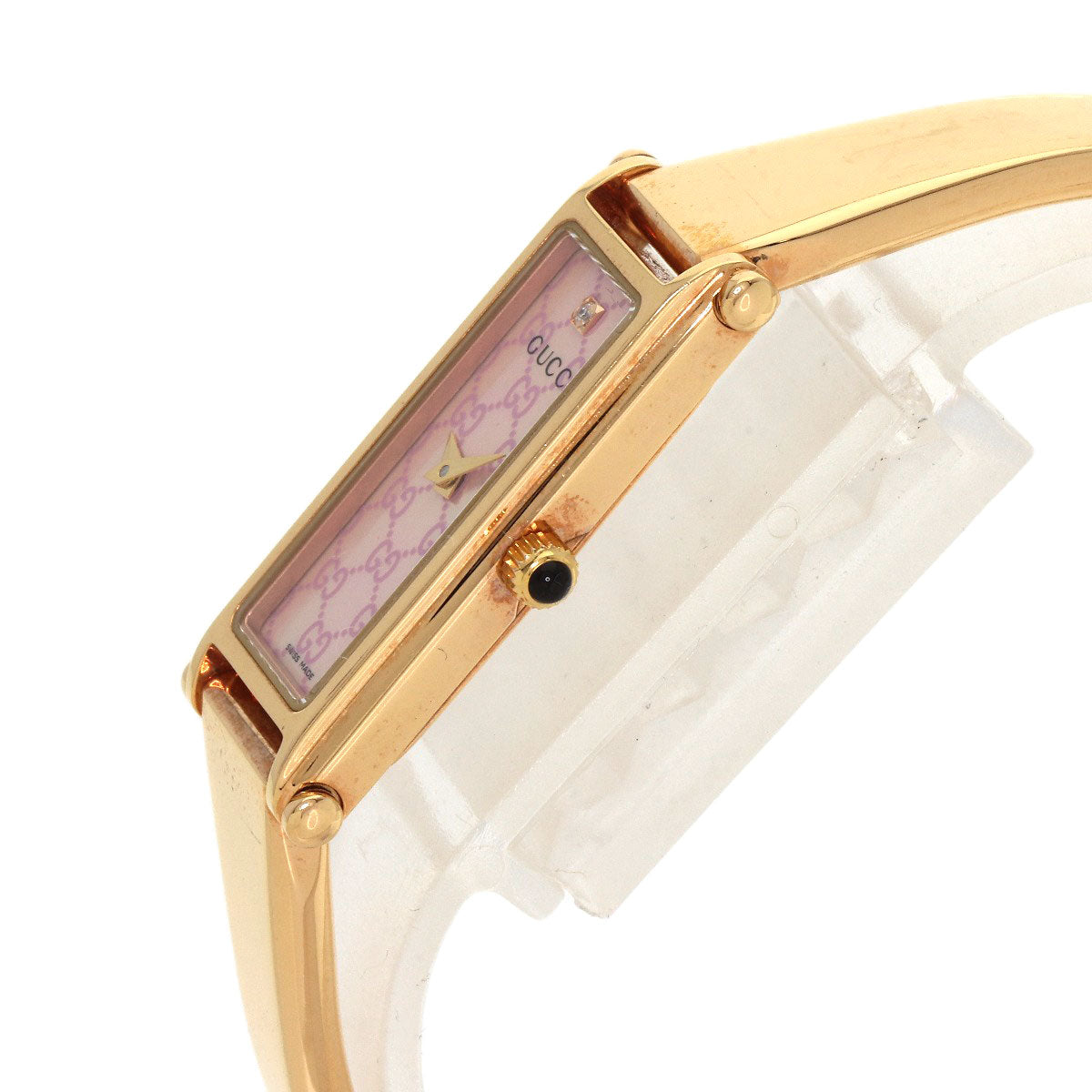 GUCCI Watches Quartz 1500L PGP , PGP gold Square Face Bangle 1P Diamond GG Pink shell dial Women Used