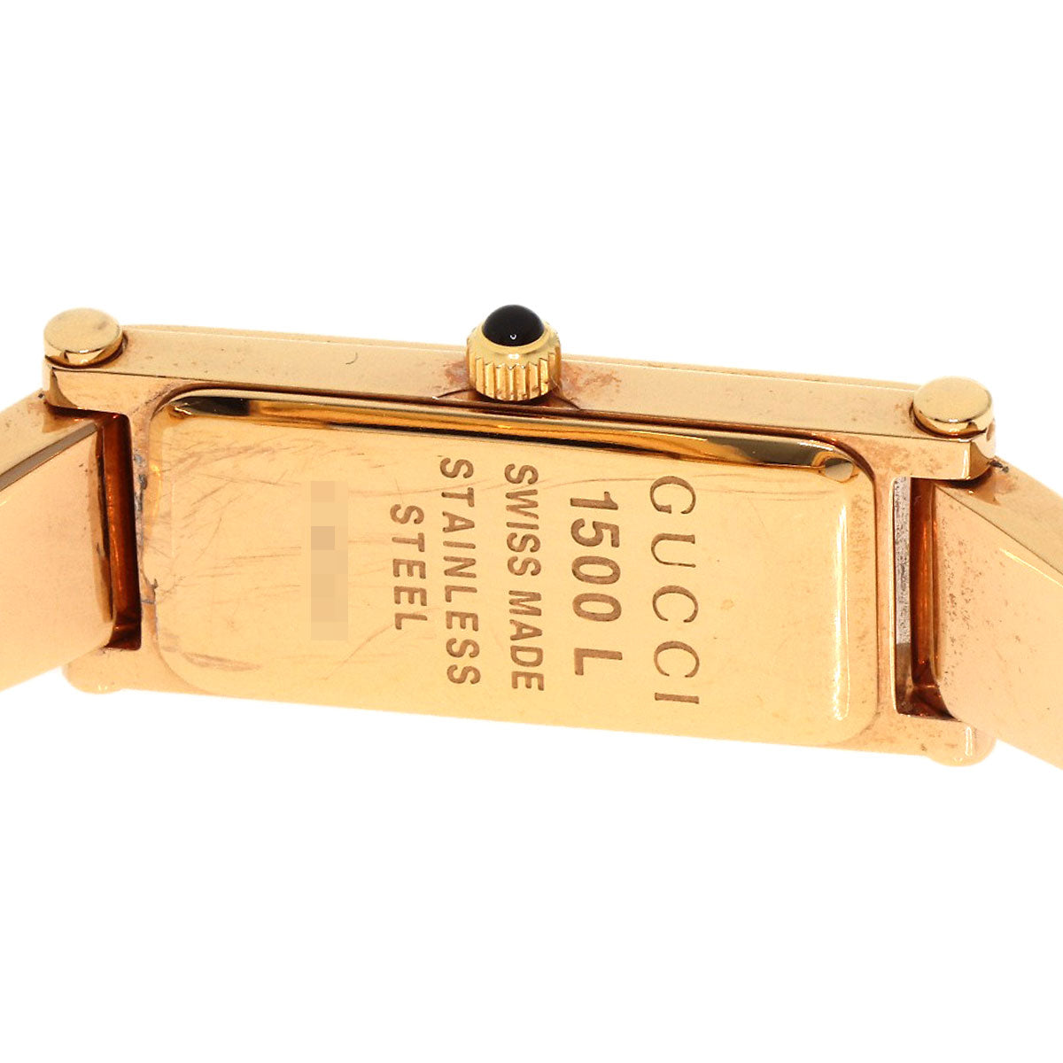 GUCCI Watches Quartz 1500L PGP , PGP gold Square Face Bangle 1P Diamond GG Pink shell dial Women Used