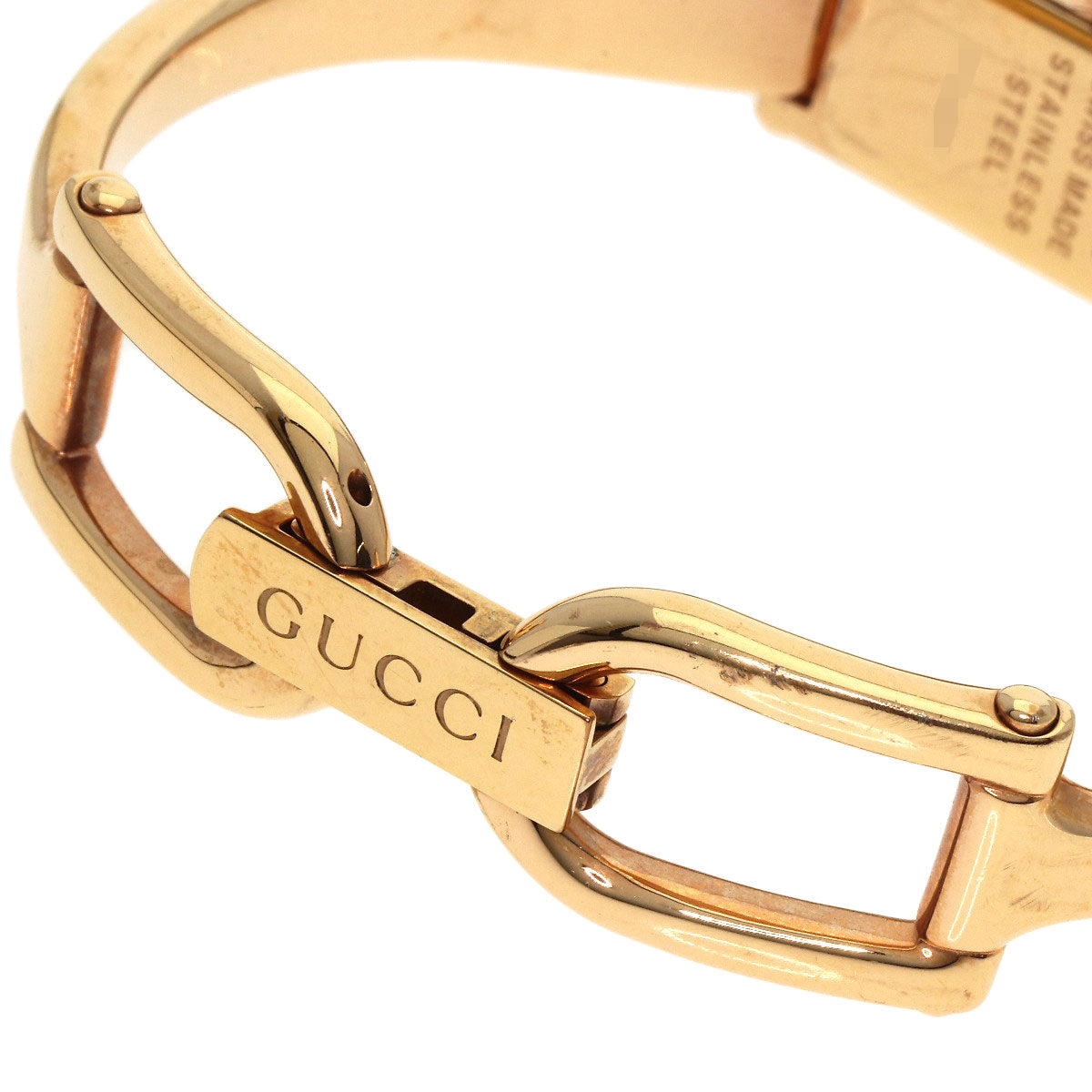 GUCCI Watches Quartz 1500L PGP , PGP gold Square Face Bangle 1P Diamond GG Pink shell dial Women Used