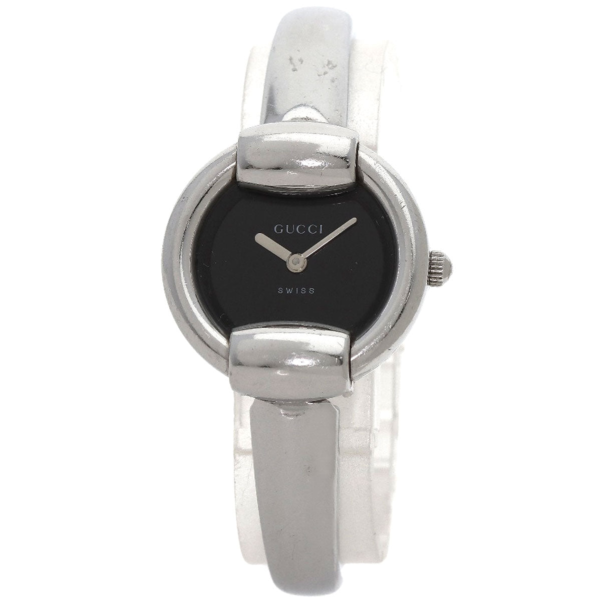 GUCCI Watches Quartz 1400L Stainless Steel , Stainless Steel Silver round face bangle black dial Women Used