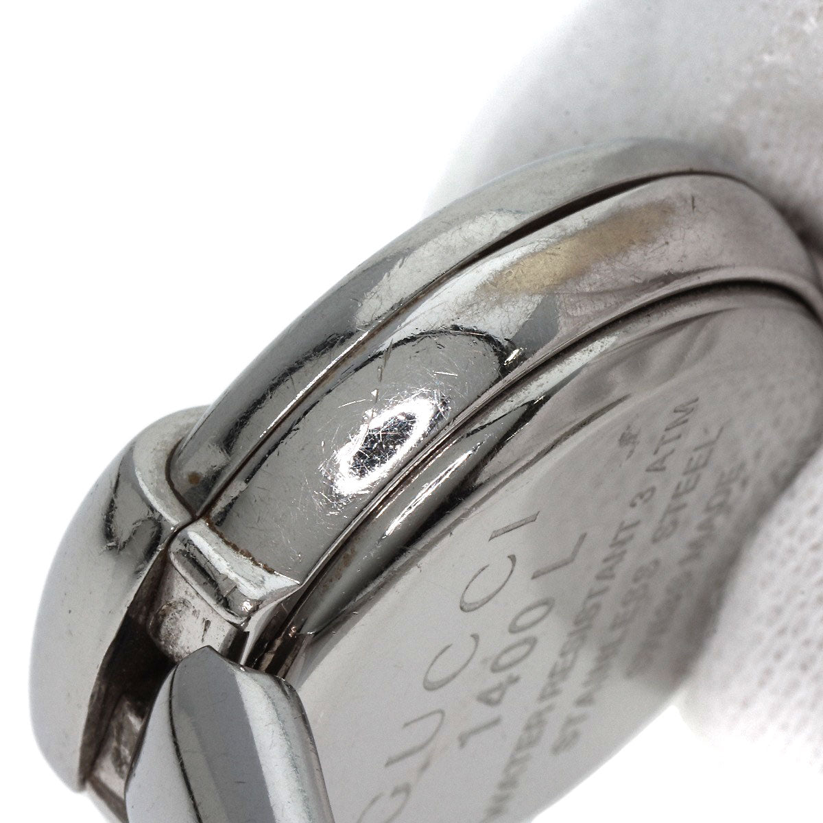 GUCCI Watches Quartz 1400L Stainless Steel , Stainless Steel Silver round face bangle black dial Women Used