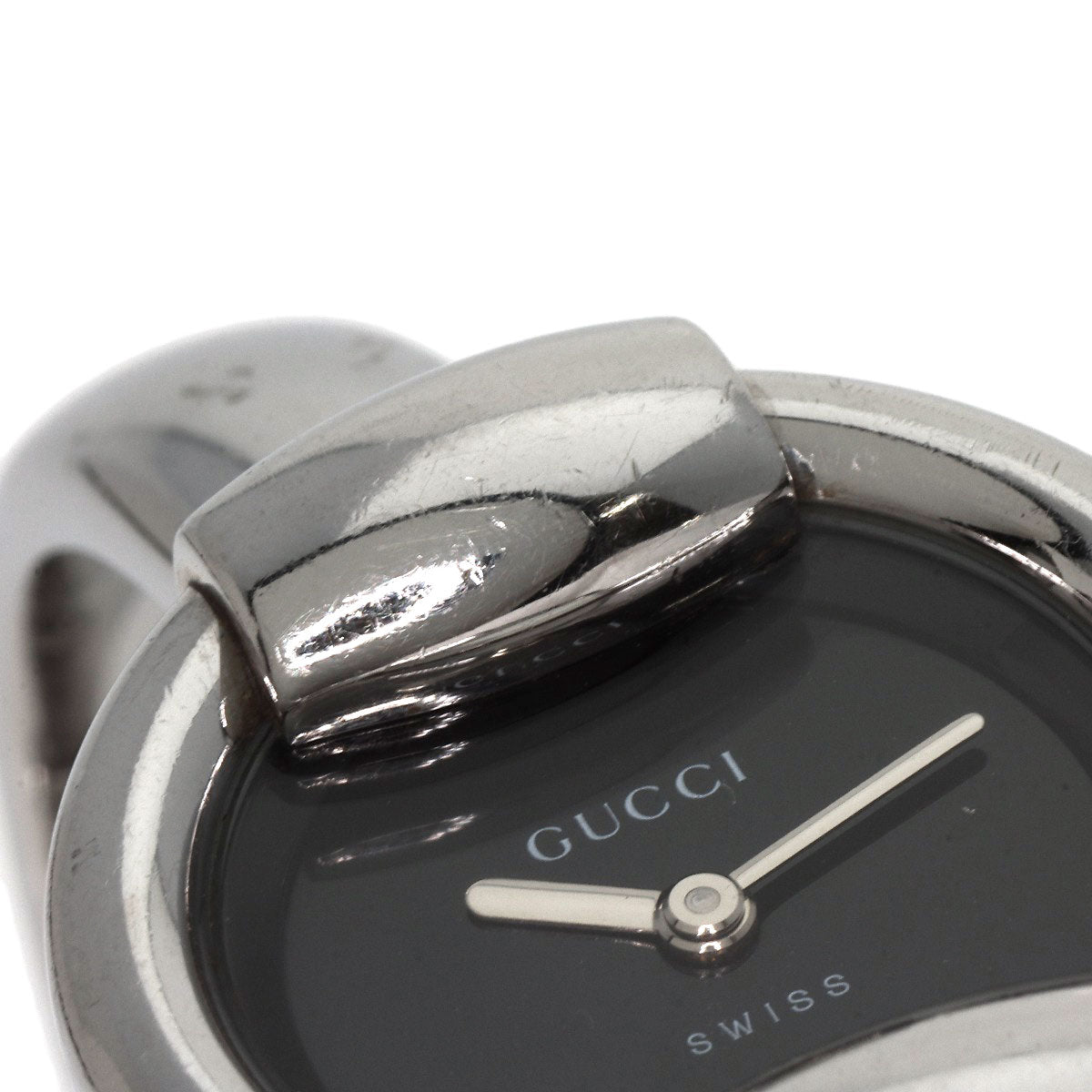 GUCCI Watches Quartz 1400L Stainless Steel , Stainless Steel Silver round face bangle black dial Women Used