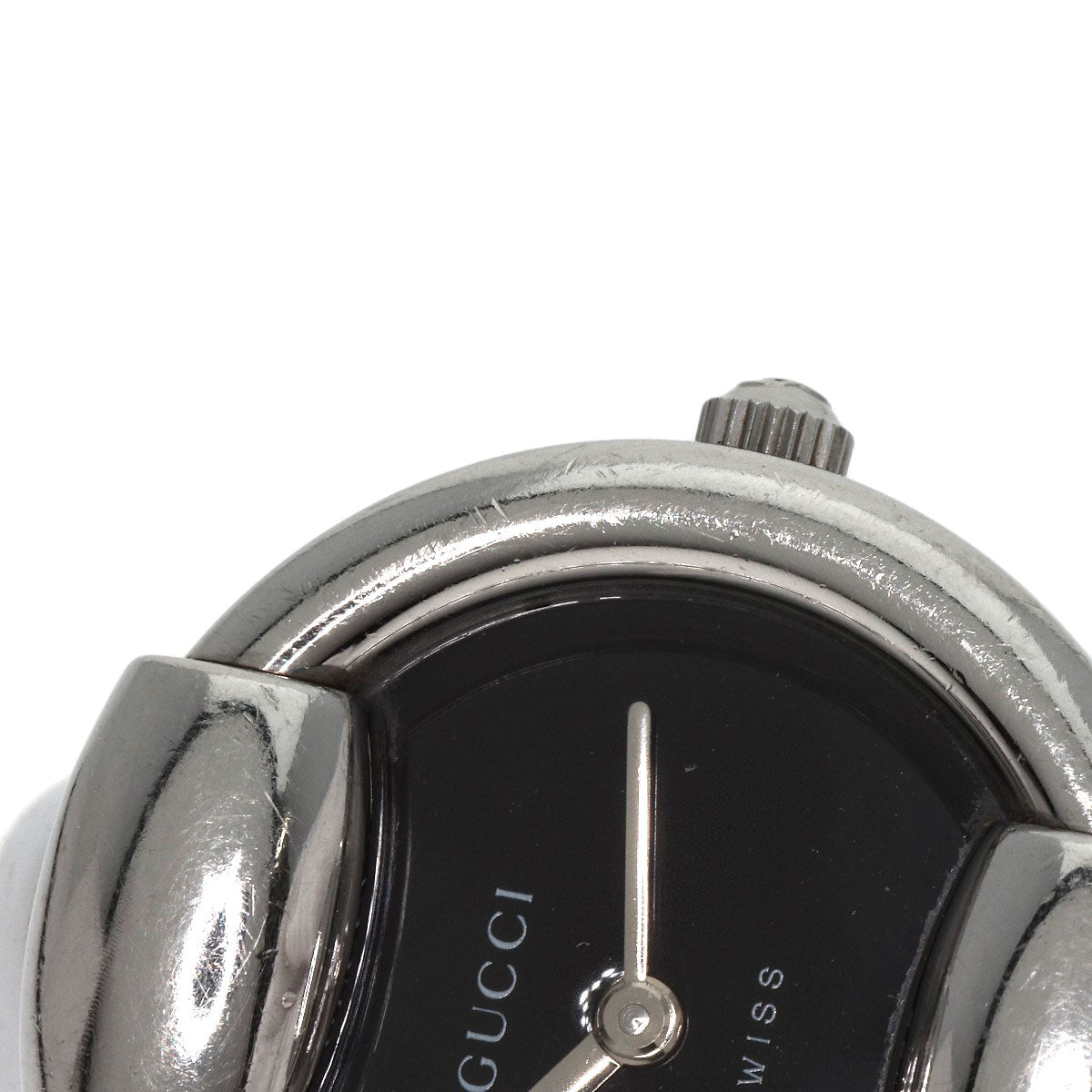 GUCCI Watches Quartz 1400L Stainless Steel , Stainless Steel Silver round face bangle black dial Women Used