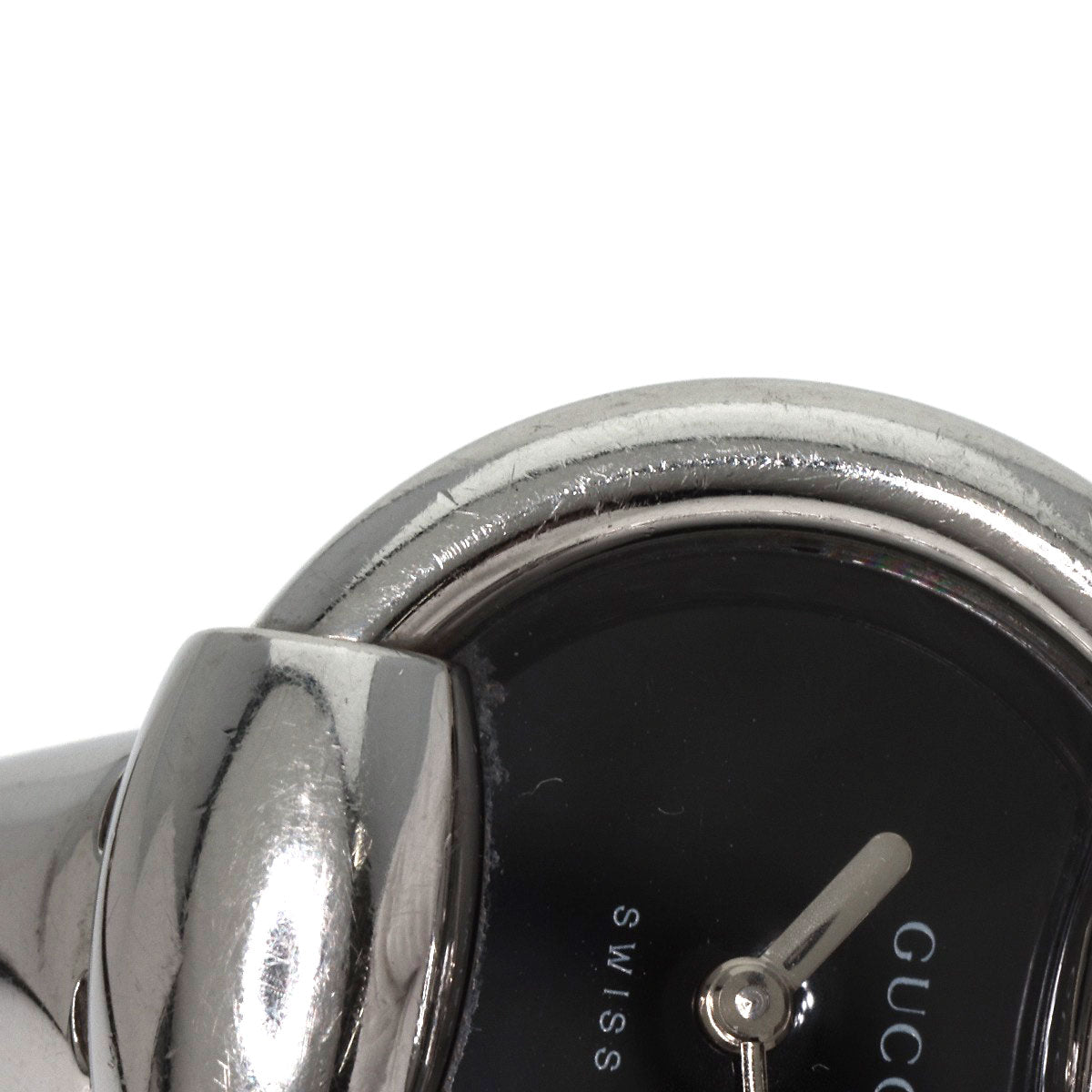 GUCCI Watches Quartz 1400L Stainless Steel , Stainless Steel Silver round face bangle black dial Women Used