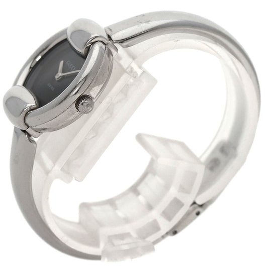 GUCCI Watches Quartz 1400L Stainless Steel , Stainless Steel Silver round face bangle black dial Women Used
