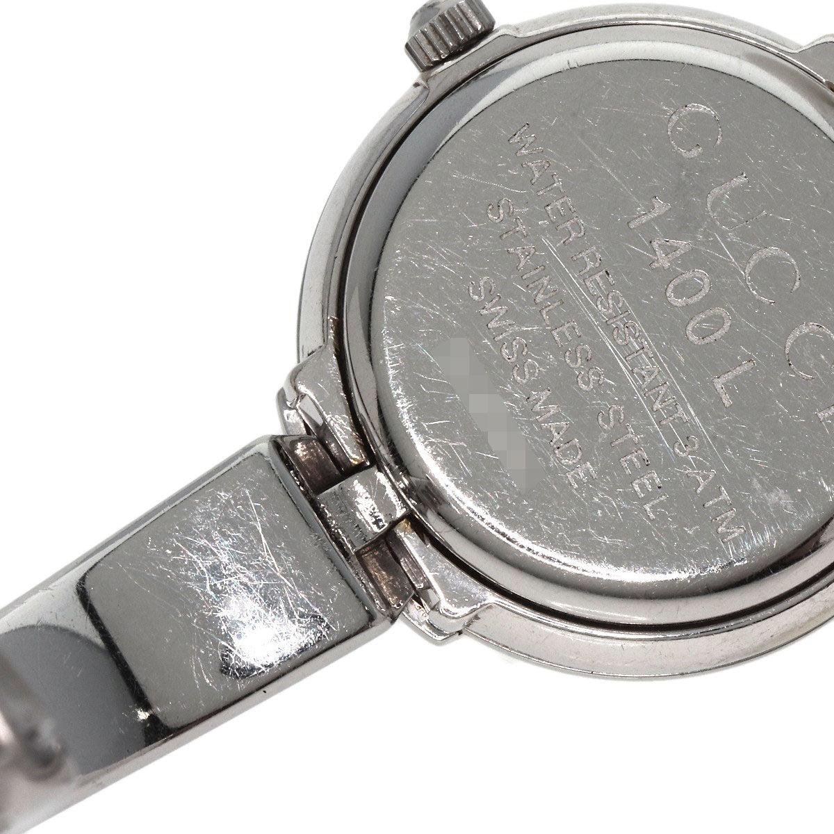 GUCCI Watches Quartz 1400L Stainless Steel , Stainless Steel Silver round face bangle black dial Women Used