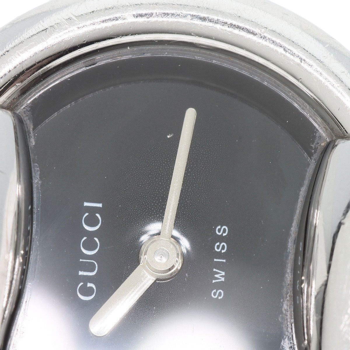 GUCCI Watches Quartz 1400L Stainless Steel , Stainless Steel Silver round face bangle black dial Women Used