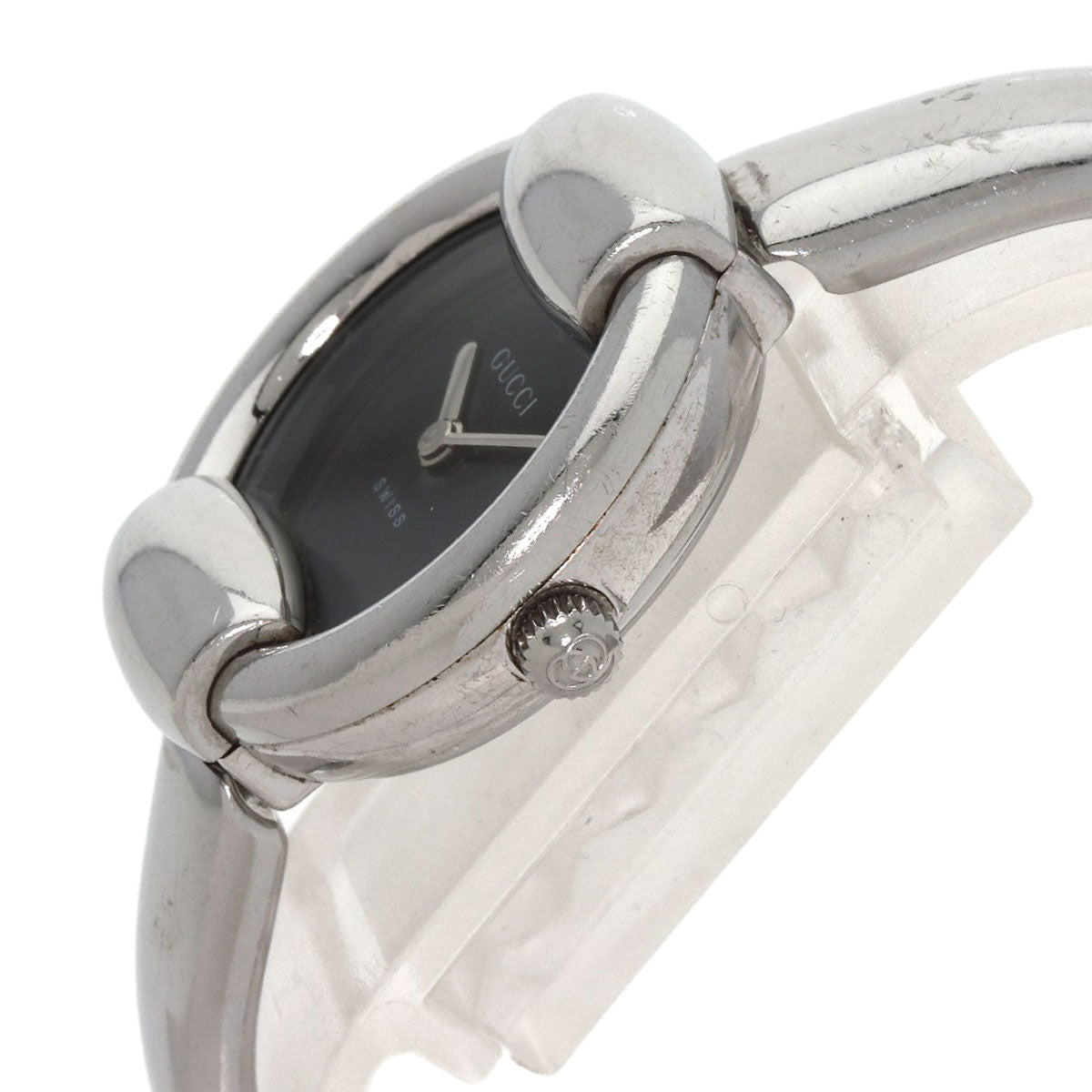 GUCCI Watches Quartz 1400L Stainless Steel , Stainless Steel Silver round face bangle black dial Women Used