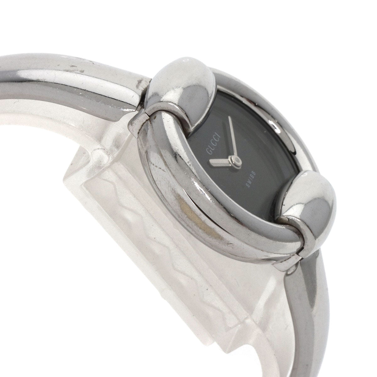 GUCCI Watches Quartz 1400L Stainless Steel , Stainless Steel Silver round face bangle black dial Women Used