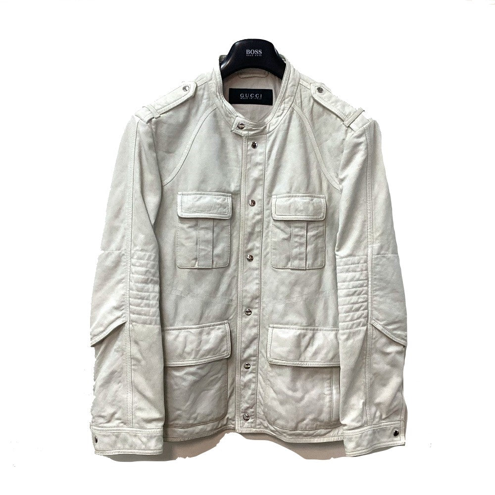 GUCCI Jacket leather white apparel punching mens 50 Used