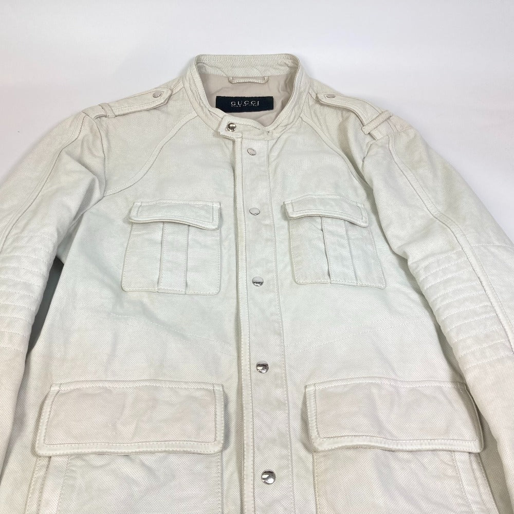 GUCCI Jacket leather white apparel punching mens 50 Used