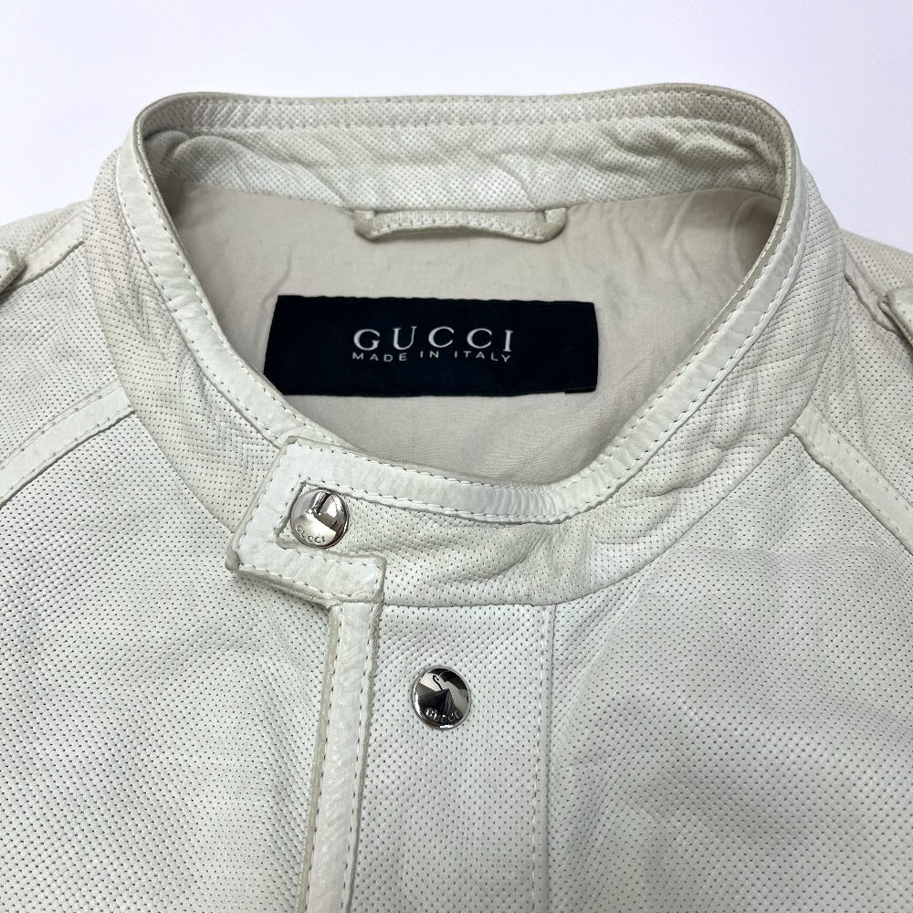 GUCCI Jacket leather white apparel punching mens 50 Used