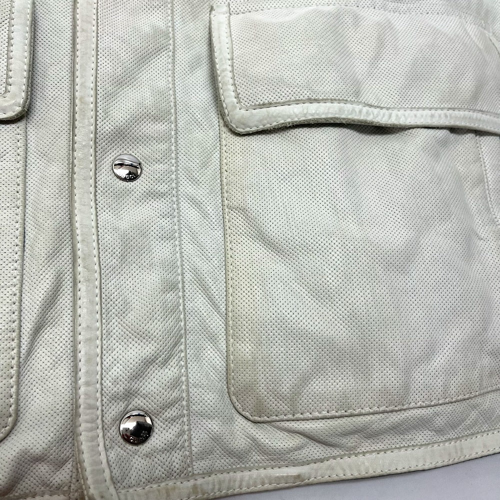 GUCCI Jacket leather white apparel punching mens 50 Used