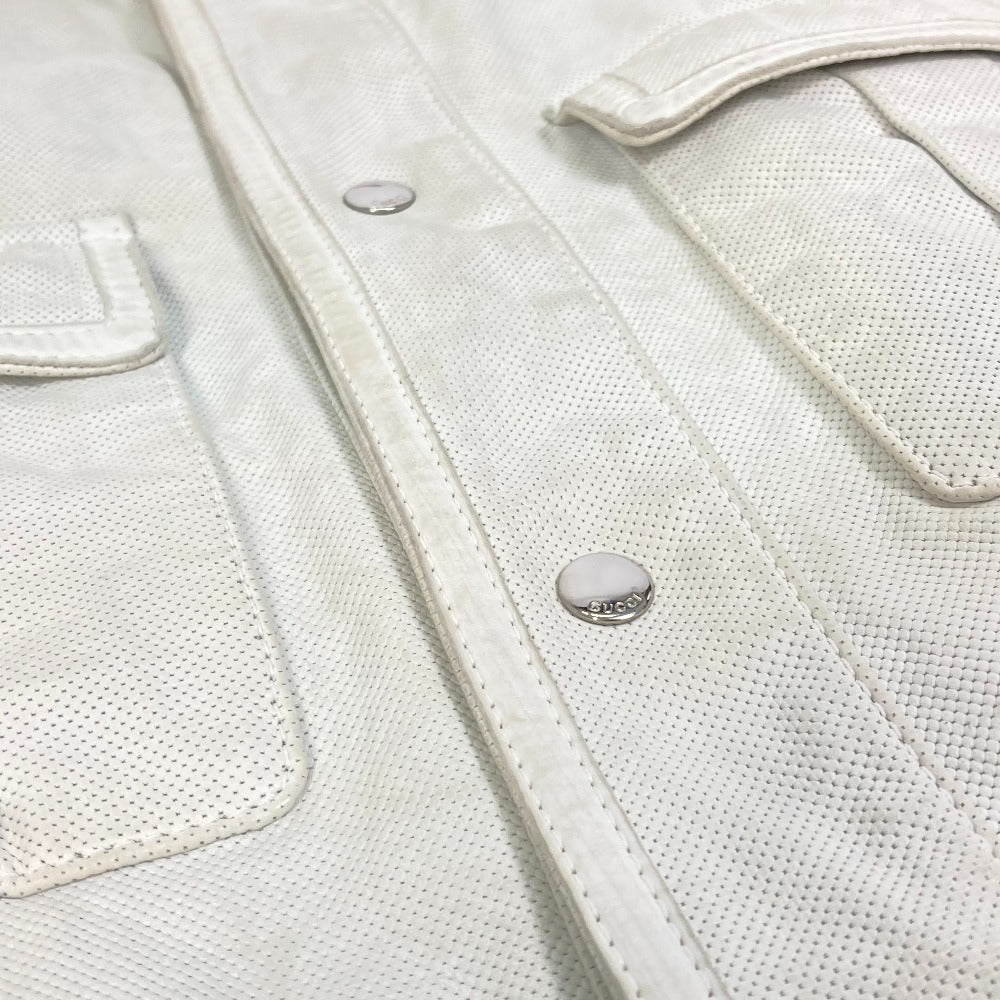 GUCCI Jacket leather white apparel punching mens 50 Used