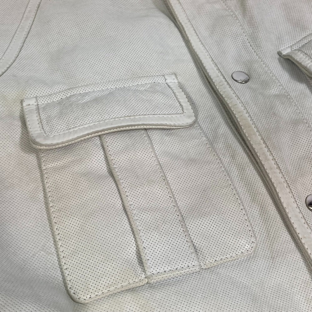GUCCI Jacket leather white apparel punching mens 50 Used