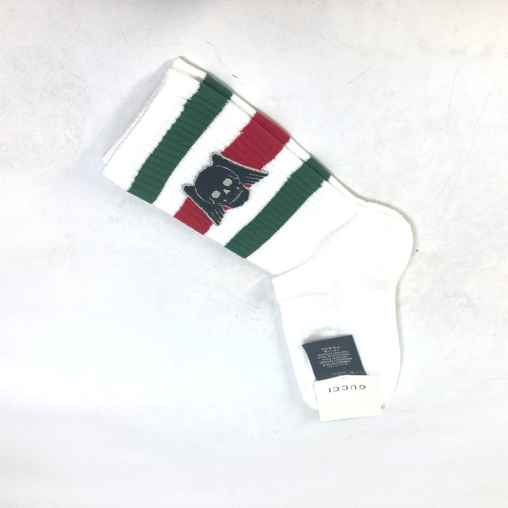 GUCCI socks 553123 cotton white Pair set wing skull mens M Used