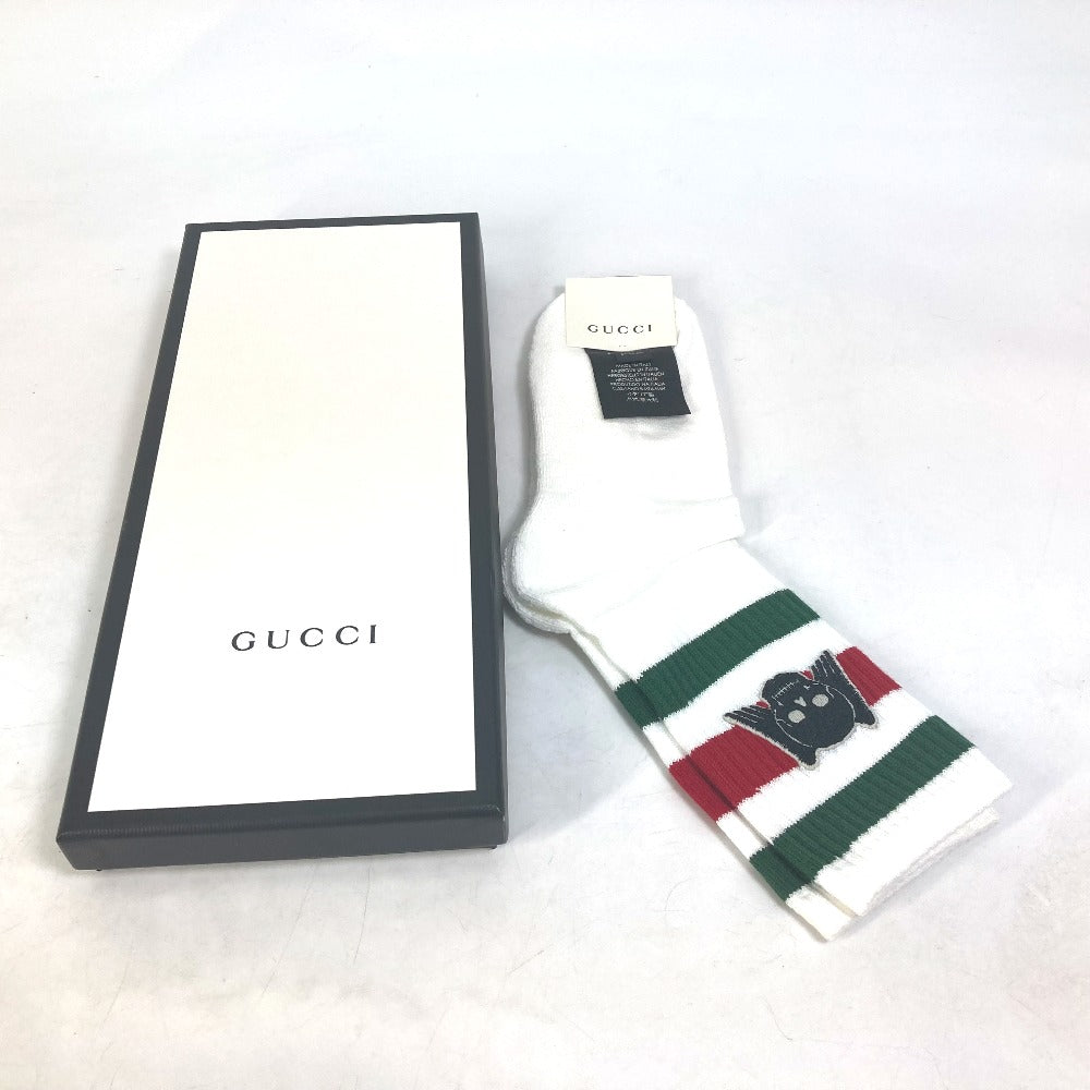 GUCCI socks 553123 cotton white Pair set wing skull mens M Used