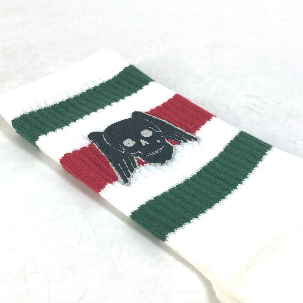 GUCCI socks 553123 cotton white Pair set wing skull mens M Used