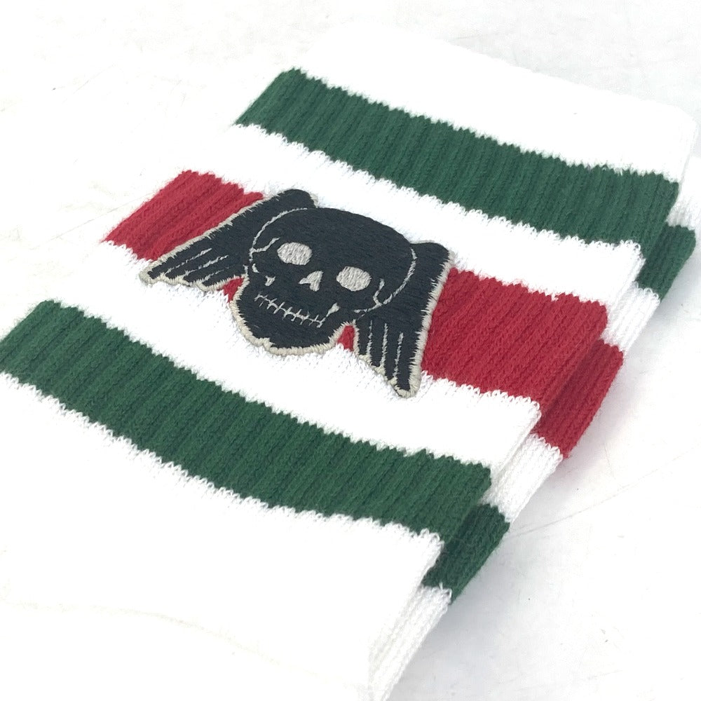 GUCCI socks 553123 cotton white Pair set wing skull mens M Used