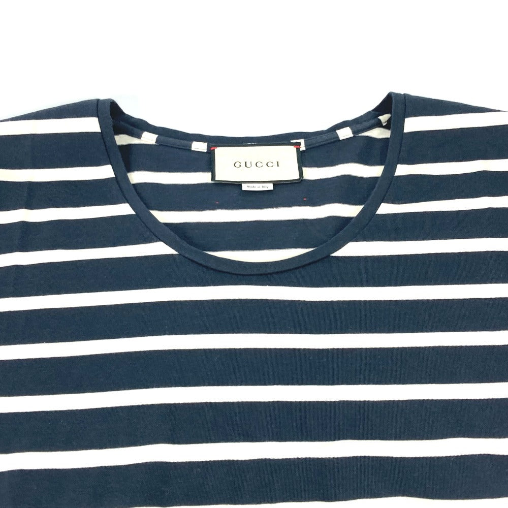 GUCCI Short sleeve T-shirt 574931 cotton Navy border mens S Used